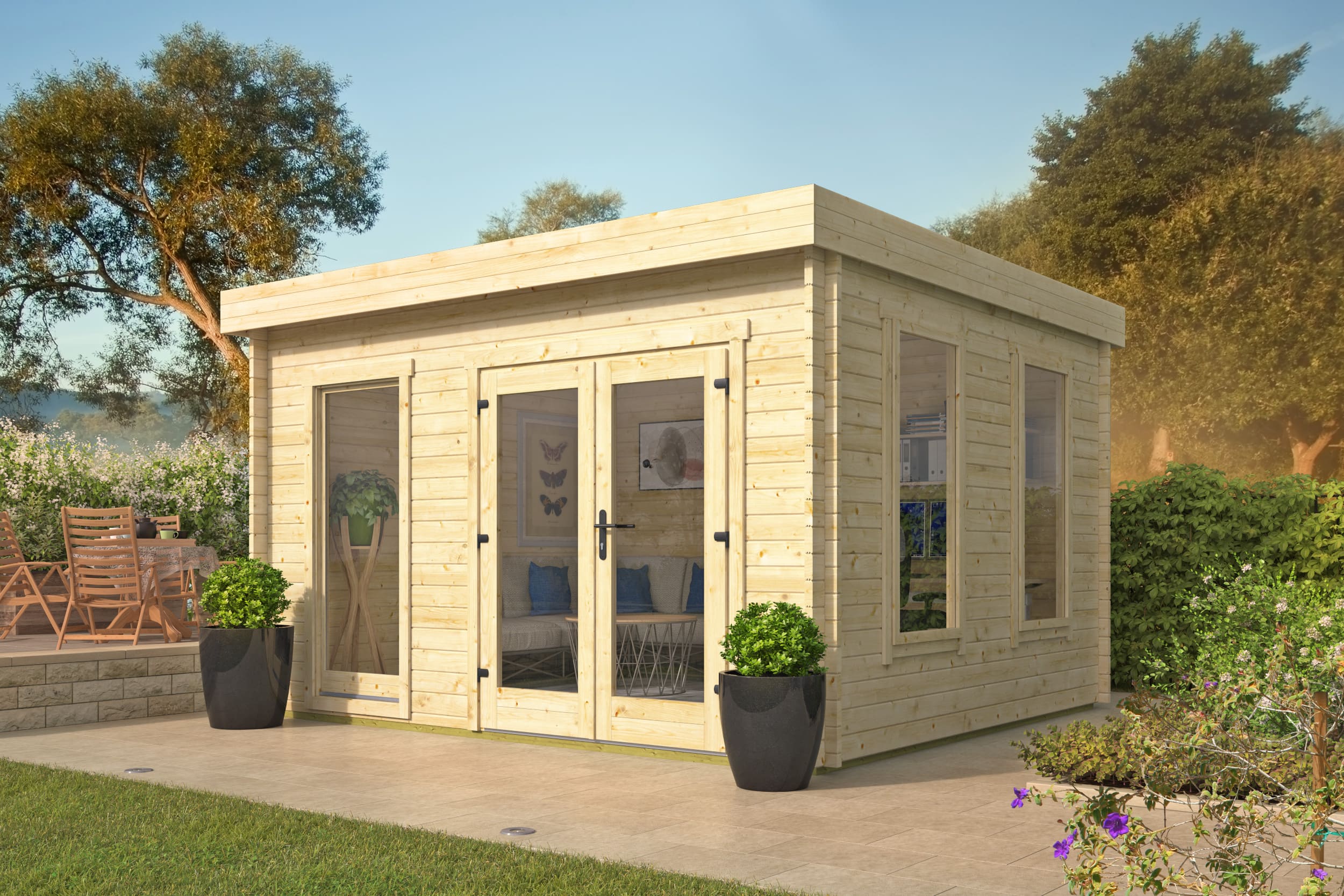 Blokhut Bruce | Inclusief fundamentbalken, easyroofing, startset en bezorging!
