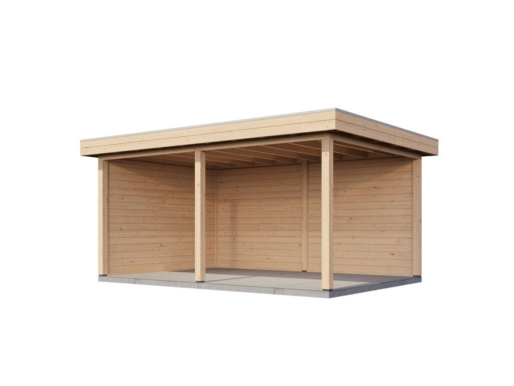 Lugarde Select Veranda Middelburg 488x350cm - 28mm - Plat dak - Onbehandeld