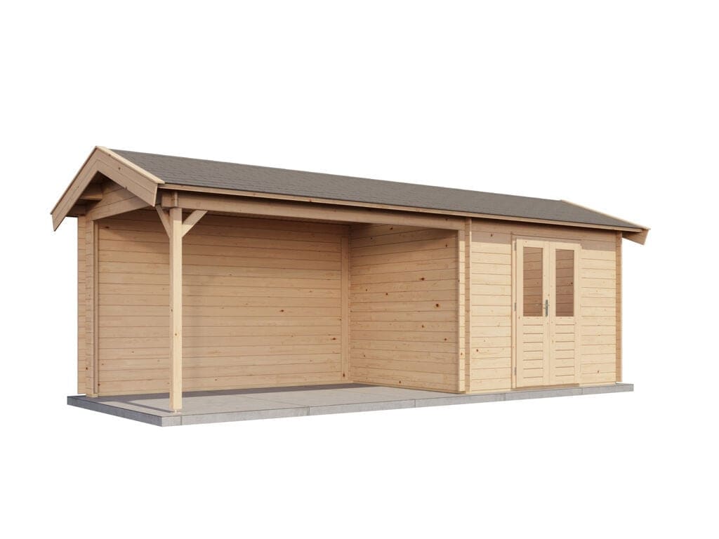 Lugarde Select Blokhut met Overkapping Borne 300x250cm + 400cm - Onbehandeld