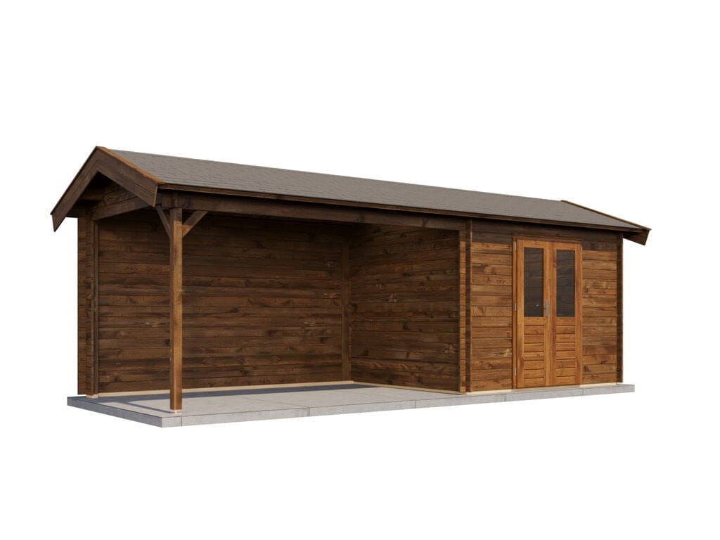 Lugarde Select Blokhut met Overkapping Borne 300x250cm + 400cm - Behandeld