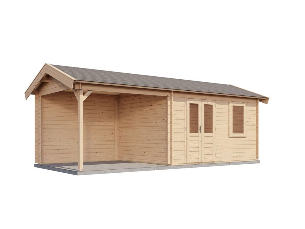 Lugarde Select Blokhut met Overkapping Holten 400x300cm + 300cm - Onbehandeld