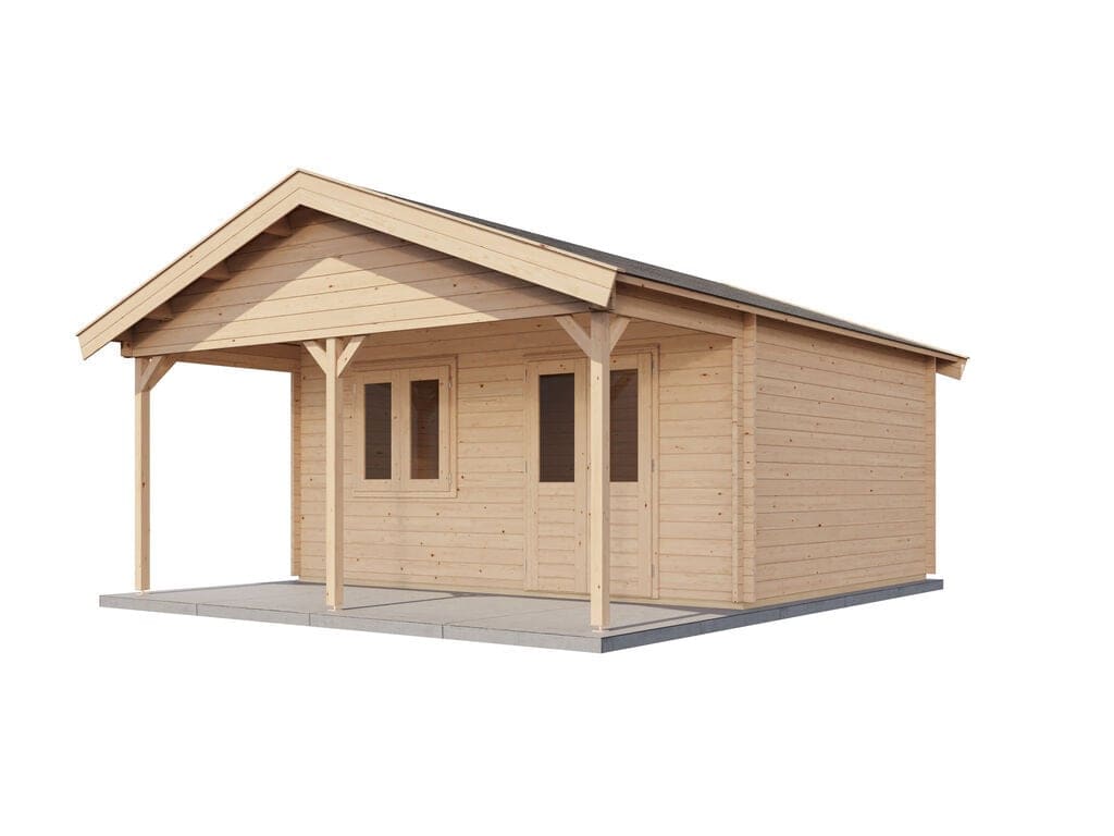 Lugarde Select Blokhut met Overkapping Bennekom 500x400cm + 200cm - Onbehandeld