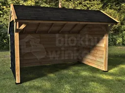 Woodvision Kapschuur Comfort 400x250 achterwand en 2x zijwand buitenzijde rabat zwart binnenzijde potdeksel blank