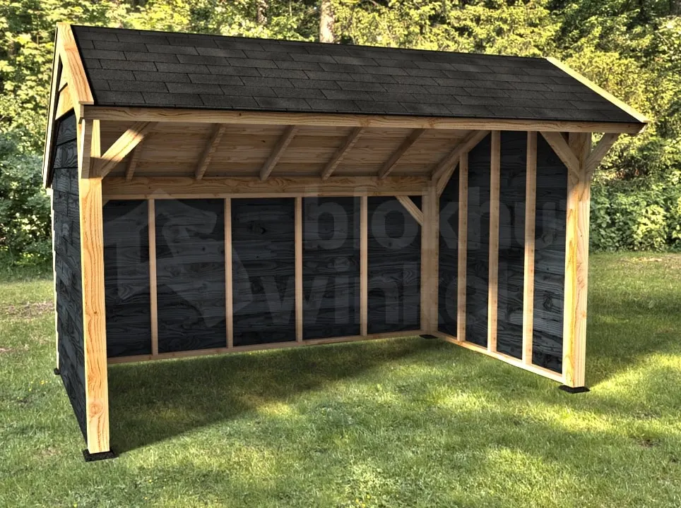 Woodvision Kapschuur Comfort 400x250 achterwand en 2x zijwand enkelzijdig zwart Woodvision Kapschuur Comfort 400x250 achterwand en 2x zijwand enkelzijdig zwart