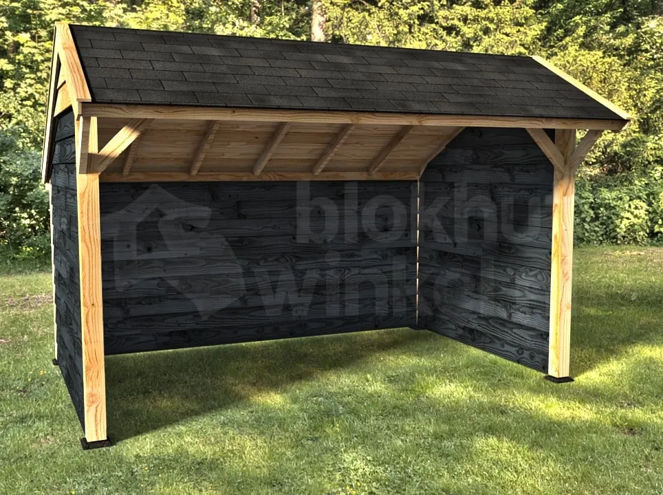 Woodvision Kapschuur Comfort 400x250 achterwand en 2x zijwand buitenzijde rabat zwart binnenzijde potdeksel zwart Woodvision Kapschuur Comfort 400x250 achterwand en 2x zijwand buitenzijde rabat zwart binnenzijde potdeksel zwart