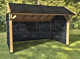 Woodvision Kapschuur Comfort 400x250 achterwand en 2x zijwand buitenzijde rabat zwart binnenzijde potdeksel zwart