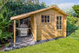 blokhut Blokhut Lars geïmpregneerd | Inclusief fundamentbalken, shingles, startset en bezorging! - Tuindeco - 40.0400-DI - 300x260