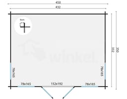 hoektuinhuis Blokhut Arne geïmpregneerd | Inclusief fundamentbalken, shingles, startset en bezorging! - Tuindeco - 40.0737-DI - 450x350