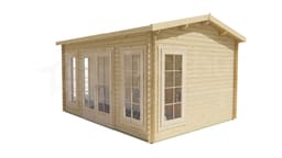 hoektuinhuis Blokhut Arne geïmpregneerd | Inclusief fundamentbalken, shingles, startset en bezorging! - Tuindeco - 40.0737-DI - 450x350