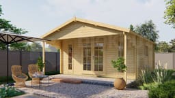 garage Blokhut Emiel geïmpregneerd | Inclusief fundamentbalken, shingles, startset en bezorging! - Tuindeco - 40.0765-DI - 500x500