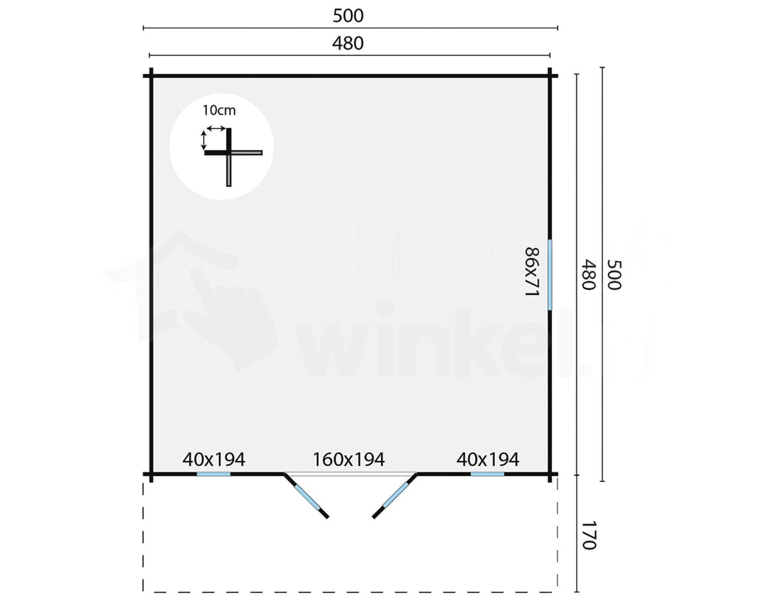 garage Blokhut Emiel geïmpregneerd | Inclusief fundamentbalken, shingles, startset en bezorging! - Tuindeco - 40.0765-DI - 500x500 garage Blokhut Emiel geïmpregneerd | Inclusief fundamentbalken, shingles, startset en bezorging! - Tuindeco - 40.0765-DI - 500x500