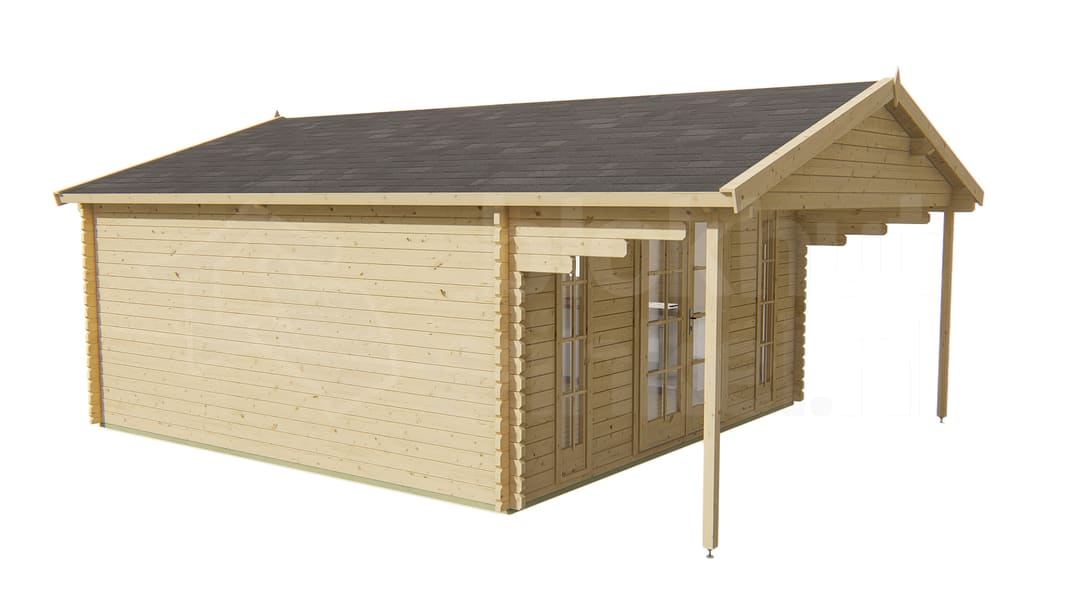 garage Blokhut Emiel geïmpregneerd | Inclusief fundamentbalken, shingles, startset en bezorging! - Tuindeco - 40.0765-DI - 500x500 garage Blokhut Emiel geïmpregneerd | Inclusief fundamentbalken, shingles, startset en bezorging! - Tuindeco - 40.0765-DI - 500x500