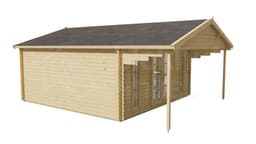 garage Blokhut Emiel geïmpregneerd | Inclusief fundamentbalken, shingles, startset en bezorging! - Tuindeco - 40.0765-DI - 500x500