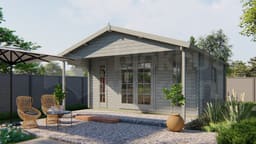 garage Blokhut Emiel geïmpregneerd | Inclusief fundamentbalken, shingles, startset en bezorging! - Tuindeco - 40.0765-DI - 500x500