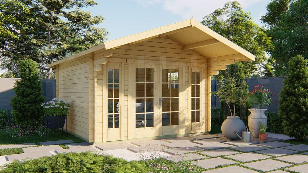 blokhut Blokhut Soren geïmpregneerd | Inclusief fundamentbalken, shingles, startset en bezorging! - Tuindeco - 40.0767-DI - 380x380 blokhut Blokhut Soren geïmpregneerd | Inclusief fundamentbalken, shingles, startset en bezorging! - Tuindeco - 40.0767-DI - 380x380