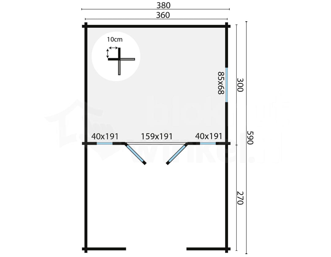 blokhut Blokhut Sanstrov geïmpregneerd | Inclusief fundamentbalken, shingles, startset en bezorging! - Tuindeco - 40.0769-DI - 380x320 blokhut Blokhut Sanstrov geïmpregneerd | Inclusief fundamentbalken, shingles, startset en bezorging! - Tuindeco - 40.0769-DI - 380x320