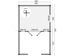 blokhut Blokhut Sanstrov geïmpregneerd | Inclusief fundamentbalken, shingles, startset en bezorging! - Tuindeco - 40.0769-DI - 380x320