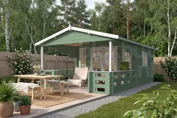 blokhut Blokhut Sanstrov geïmpregneerd | Inclusief fundamentbalken, shingles, startset en bezorging! - Tuindeco - 40.0769-DI - 380x320