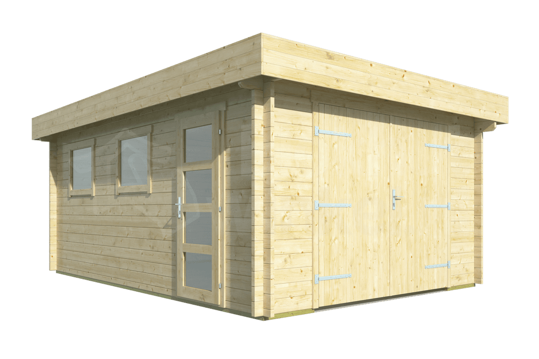 tuinhuis Blokhut Houten Garage Marketta met plat dak | Inclusief fundamentbalken, easyroofing, startset en bezorging! - Tuindeco - 40.0797 - 380x536 tuinhuis Blokhut Houten Garage Marketta met plat dak | Inclusief fundamentbalken, easyroofing, startset en bezorging! - Tuindeco - 40.0797 - 380x536