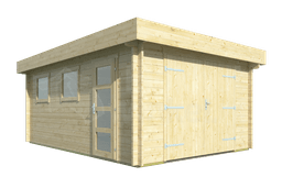 tuinhuis Blokhut Houten Garage Marketta met plat dak | Inclusief fundamentbalken, easyroofing, startset en bezorging! - Tuindeco - 40.0797 - 380x536