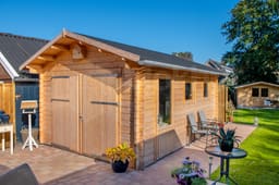 tuinhuis Blokhut Houten Garage Geir | Inclusief fundamentbalken, shingles, startset en bezorging! - Tuindeco - 40.0799 - 360x537