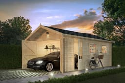 tuinhuis Blokhut Houten Garage Geir | Inclusief fundamentbalken, shingles, startset en bezorging! - Tuindeco - 40.0799 - 360x537
