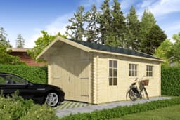 tuinhuis Blokhut Houten Garage Geir | Inclusief fundamentbalken, shingles, startset en bezorging! - Tuindeco - 40.0799 - 360x537