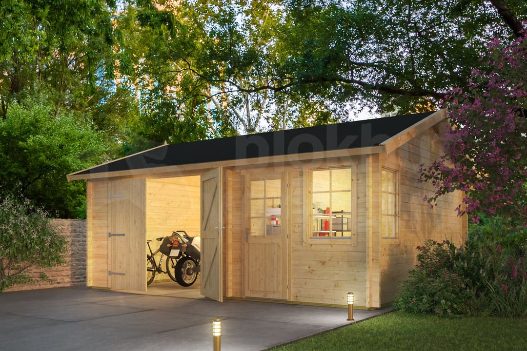 blokhut Blokhut Garage Moa geïmpregneerd | Inclusief fundamentbalken, shingles, startset en bezorging! - Tuindeco - 40.0803-DI - 598x500 blokhut Blokhut Garage Moa geïmpregneerd | Inclusief fundamentbalken, shingles, startset en bezorging! - Tuindeco - 40.0803-DI - 598x500