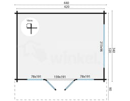 blokhut Blokhut Blackpool geïmpregneerd | Inclusief fundamentbalken, shingles, startset en bezorging! - Tuindeco - 40.7001-DI - 440x340