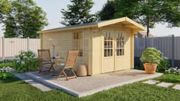 tuindeco actieblokhut Blokhut Julia geïmpregneerd | Inclusief fundamentbalken, shingles, startset en bezorging! - Tuindeco - 40.7270-DI - 300x500