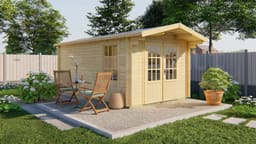 tuindeco actieblokhut Blokhut Julia geïmpregneerd | Inclusief fundamentbalken, shingles, startset en bezorging! - Tuindeco - 40.7270-DI - 300x500