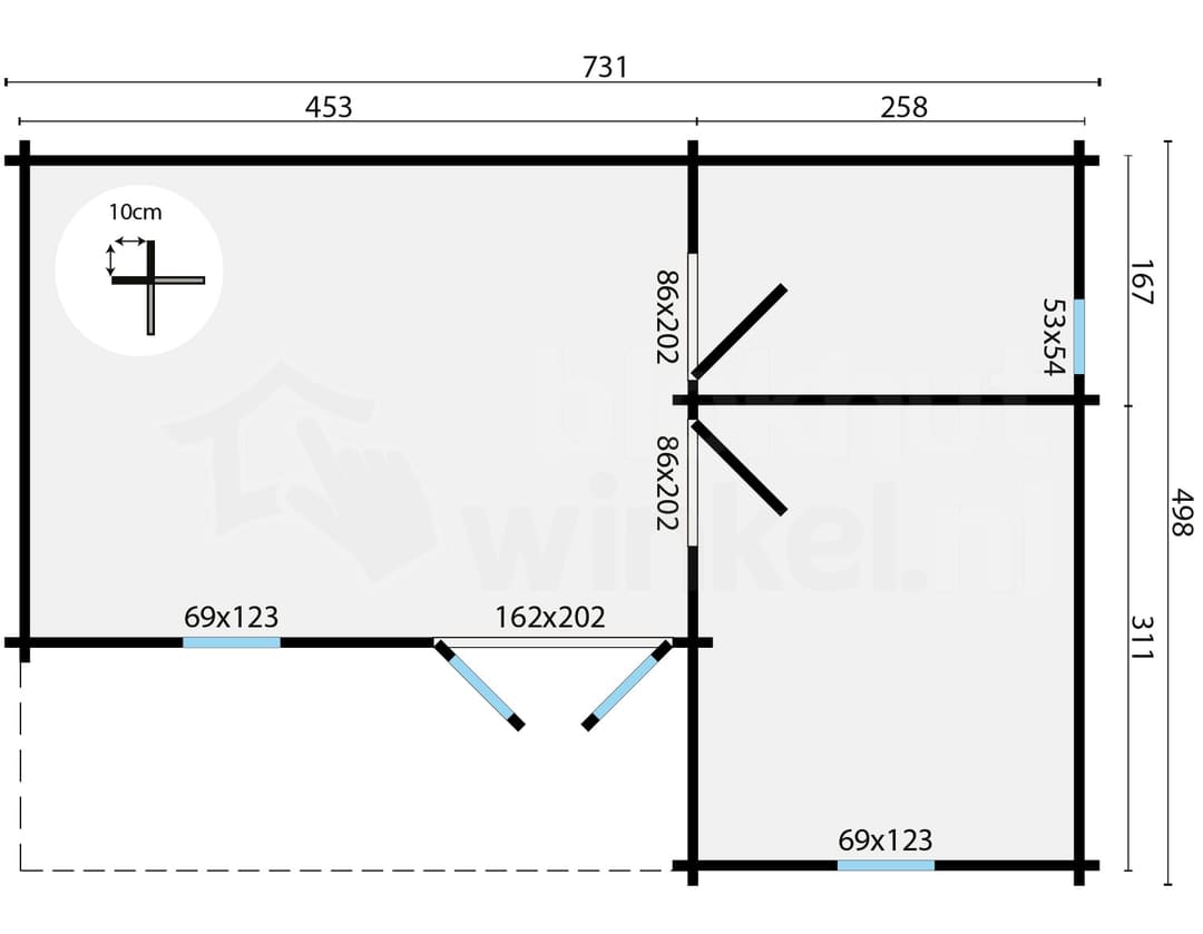blokhut Blokhut Ollie Geïmpregneerd | Inclusief fundamentbalken, shingles, startset en bezorging! - Tuindeco - 40.7316-DI - 731x498 blokhut Blokhut Ollie Geïmpregneerd | Inclusief fundamentbalken, shingles, startset en bezorging! - Tuindeco - 40.7316-DI - 731x498
