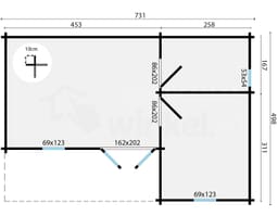 blokhut Blokhut Ollie Geïmpregneerd | Inclusief fundamentbalken, shingles, startset en bezorging! - Tuindeco - 40.7316-DI - 731x498