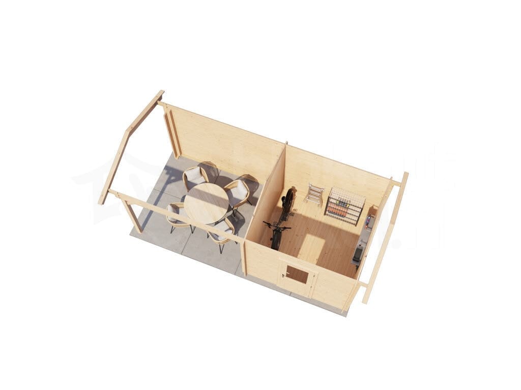 Lugarde Select Blokhut met Overkapping Markelo 250x250cm + 300cm - Onbehandeld Lugarde Select Blokhut met Overkapping Markelo 250x250cm + 300cm - Onbehandeld
