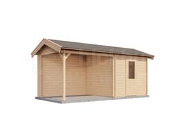 Lugarde Select Blokhut met Overkapping Markelo 250x250cm + 300cm - Onbehandeld