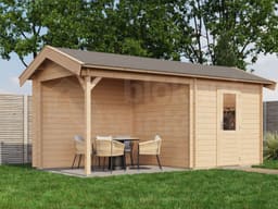 Lugarde Select Blokhut met Overkapping Markelo 250x250cm + 300cm - Onbehandeld
