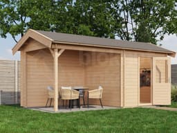 Lugarde Select Blokhut met Overkapping Markelo 250x250cm + 300cm - Onbehandeld