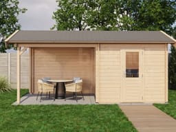 Lugarde Select Blokhut met Overkapping Markelo 250x250cm + 300cm - Onbehandeld