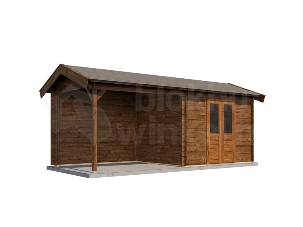 Lugarde Select Blokhut met Overkapping Varsseveld 300x250cm + 300cm - Behandeld Lugarde Select Blokhut met Overkapping Varsseveld 300x250cm + 300cm - Behandeld