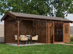 Lugarde Select Blokhut met Overkapping Varsseveld 300x250cm + 300cm - Behandeld