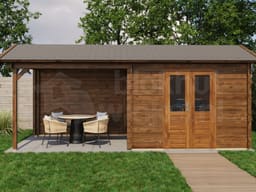 Lugarde Select Blokhut met Overkapping Varsseveld 300x250cm + 300cm - Behandeld