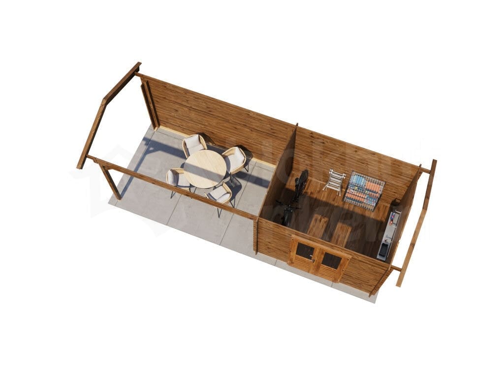Lugarde Select Blokhut met Overkapping Borne 300x250cm + 400cm - Behandeld Lugarde Select Blokhut met Overkapping Borne 300x250cm + 400cm - Behandeld