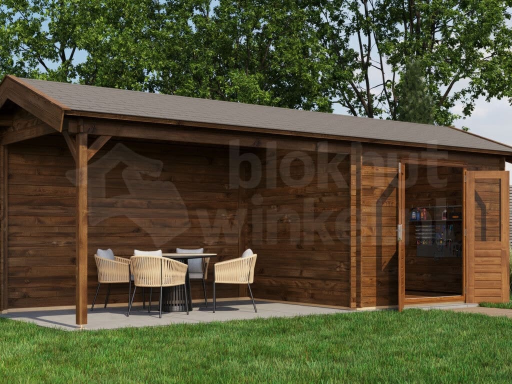 Lugarde Select Blokhut met Overkapping Borne 300x250cm + 400cm - Behandeld Lugarde Select Blokhut met Overkapping Borne 300x250cm + 400cm - Behandeld