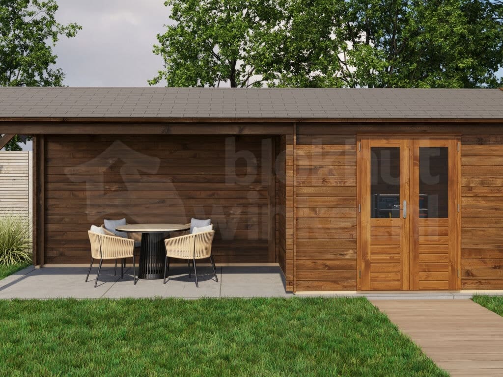 Lugarde Select Blokhut met Overkapping Borne 300x250cm + 400cm - Behandeld Lugarde Select Blokhut met Overkapping Borne 300x250cm + 400cm - Behandeld