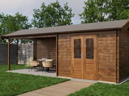Lugarde Select Blokhut met Overkapping Borne 300x250cm + 400cm - Behandeld