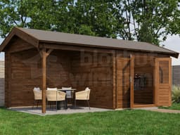 Lugarde Select Blokhut met Overkapping Raalte 300x300cm + 300cm - Behandeld