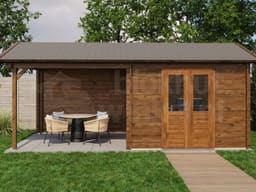 Lugarde Select Blokhut met Overkapping Raalte 300x300cm + 300cm - Behandeld
