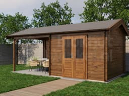 Lugarde Select Blokhut met Overkapping Raalte 300x300cm + 300cm - Behandeld
