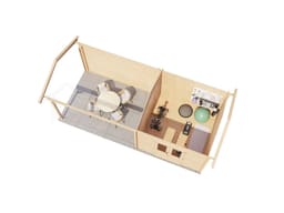 Lugarde Select Blokhut met Overkapping Epe 300x300cm + 400cm - Onbehandeld