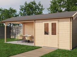 Lugarde Select Blokhut met Overkapping Epe 300x300cm + 400cm - Onbehandeld